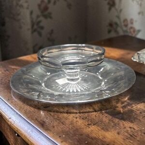 Heisey Silver Inlay‎ Cheese & Cracker Serving Platter, Vintage Centerpiece Plate